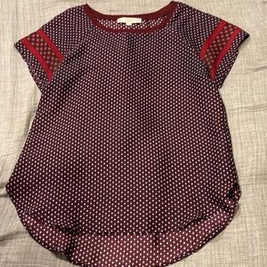 LOFT Women’s Top short sleeves SZ: XSP Wine & blue Beautiful designer Tunic EUC